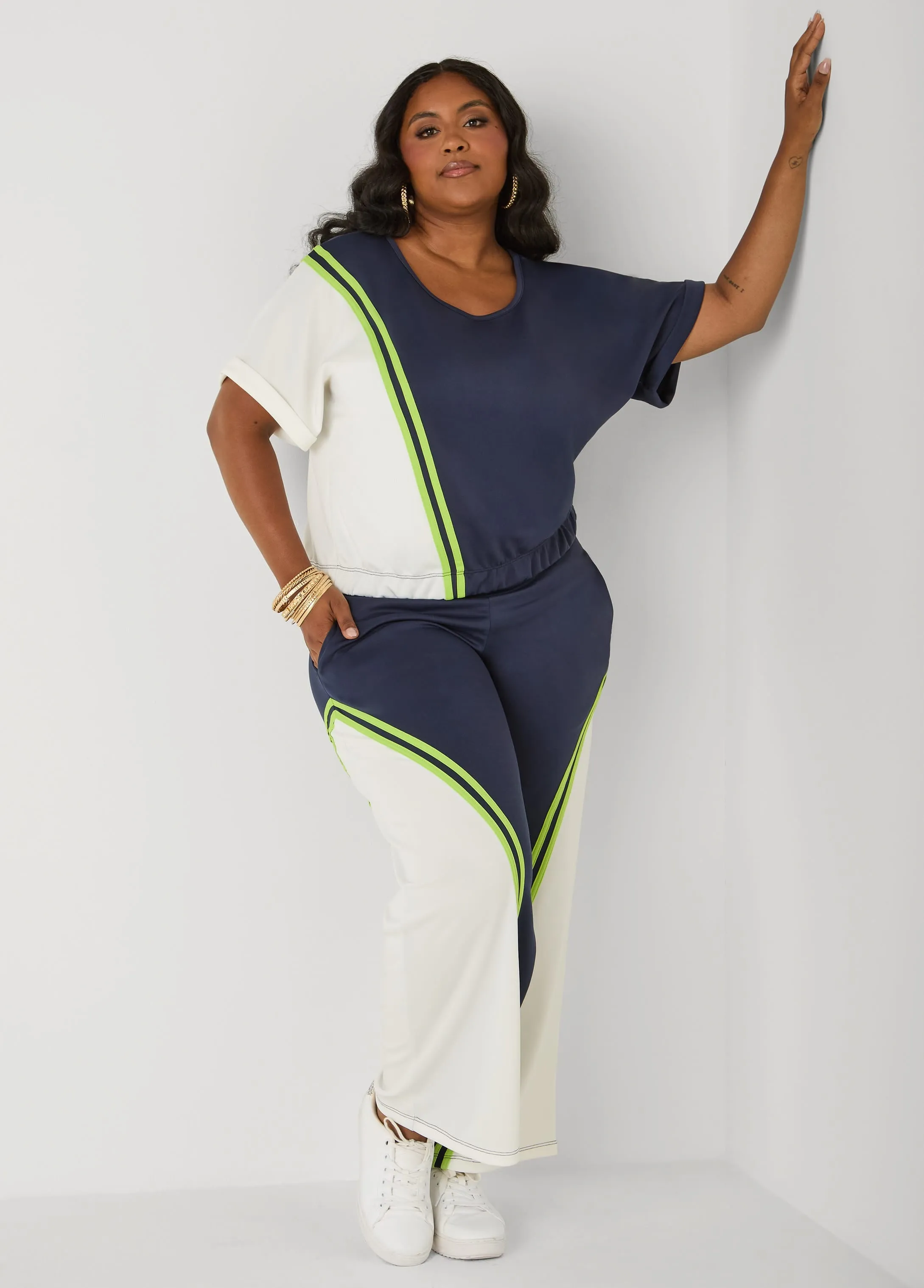 Two Tone Athletic Knit Pants sold by Ashley Stewart product image thumbnail 3