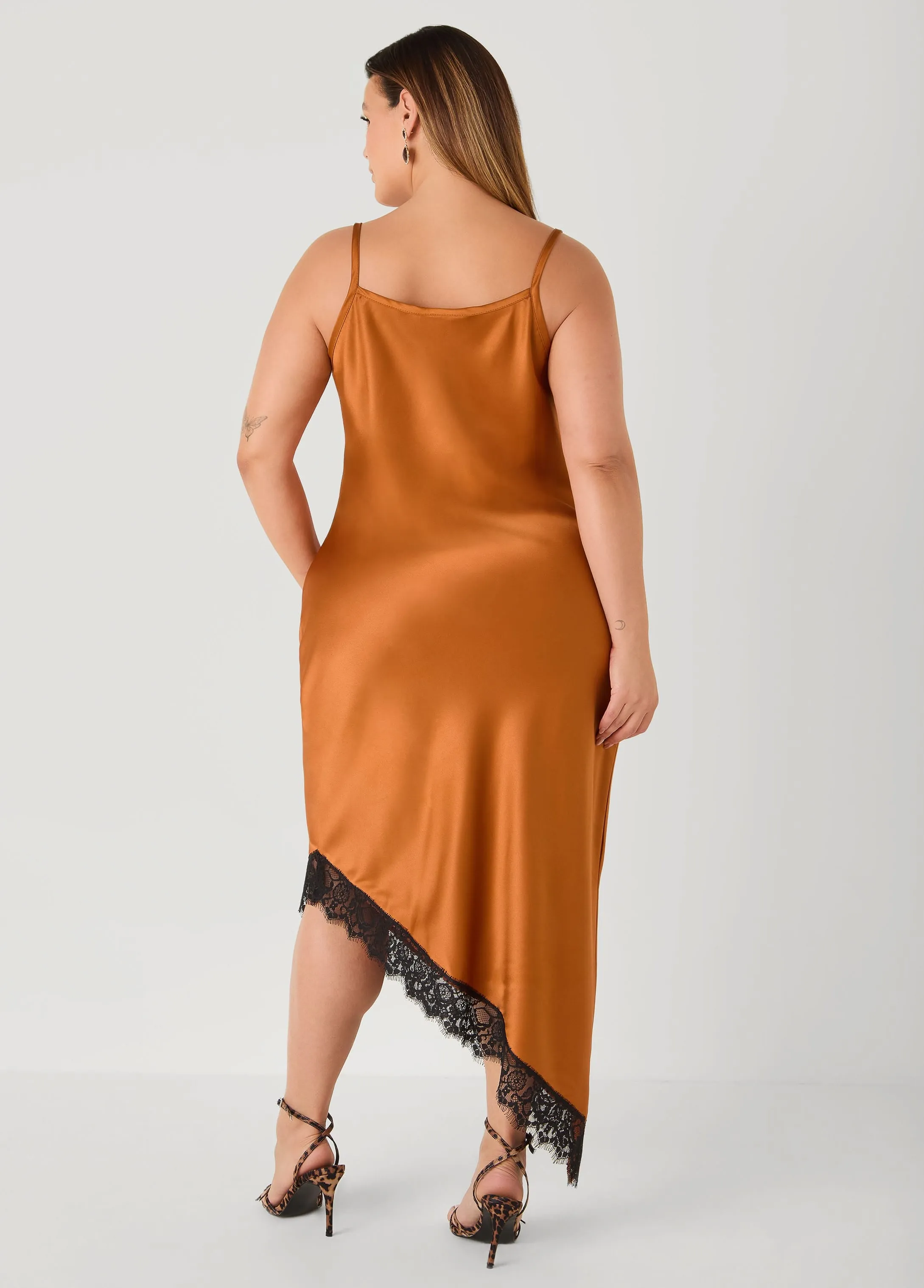 Asymmetric Lace Trimmed Slip Dress sold by Ashley Stewart product image thumbnail 2