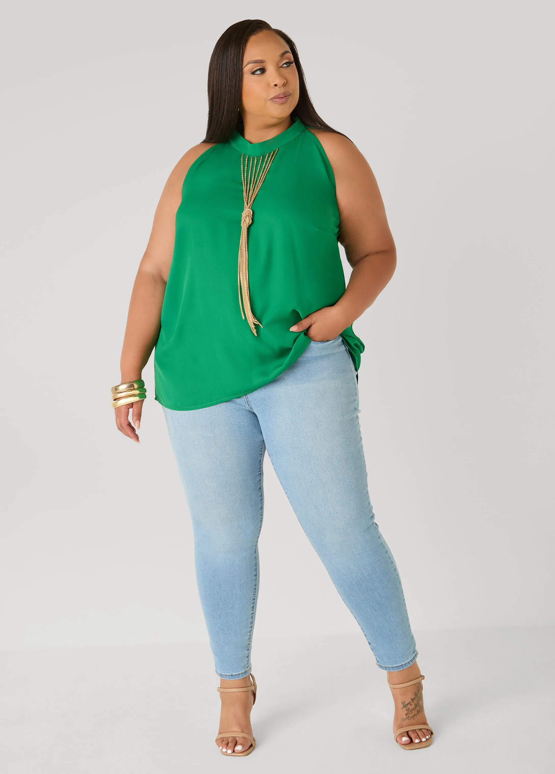 Knotted Chain Trimmed Top sold by Ashley Stewart product image thumbnail 3