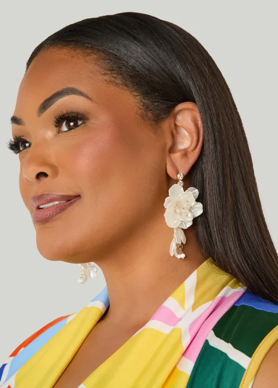 Beaded Textured Floral Earrings made by Ashley Stewart