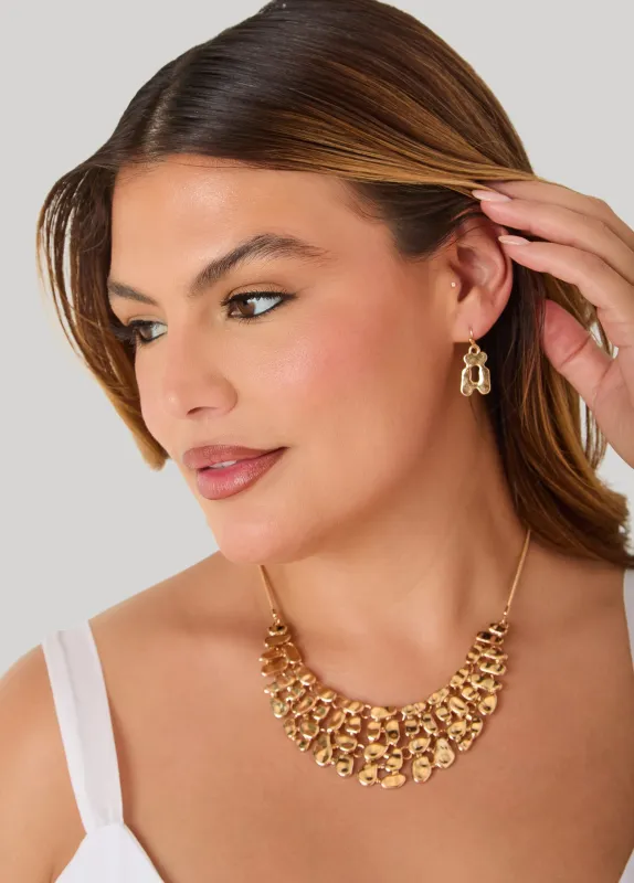 Hammered Gold Tone Necklace Set made by Ashley Stewart