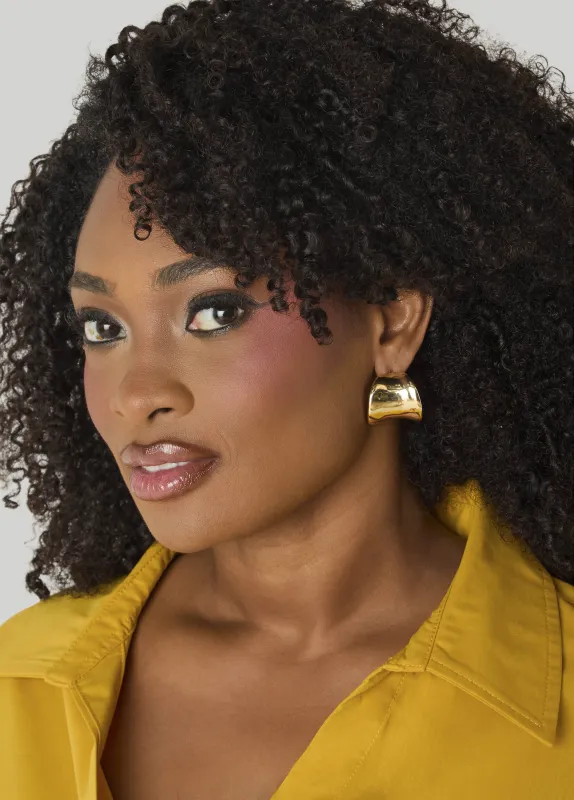 Sculpted Gold Tone Hoop Earrings made by Ashley Stewart