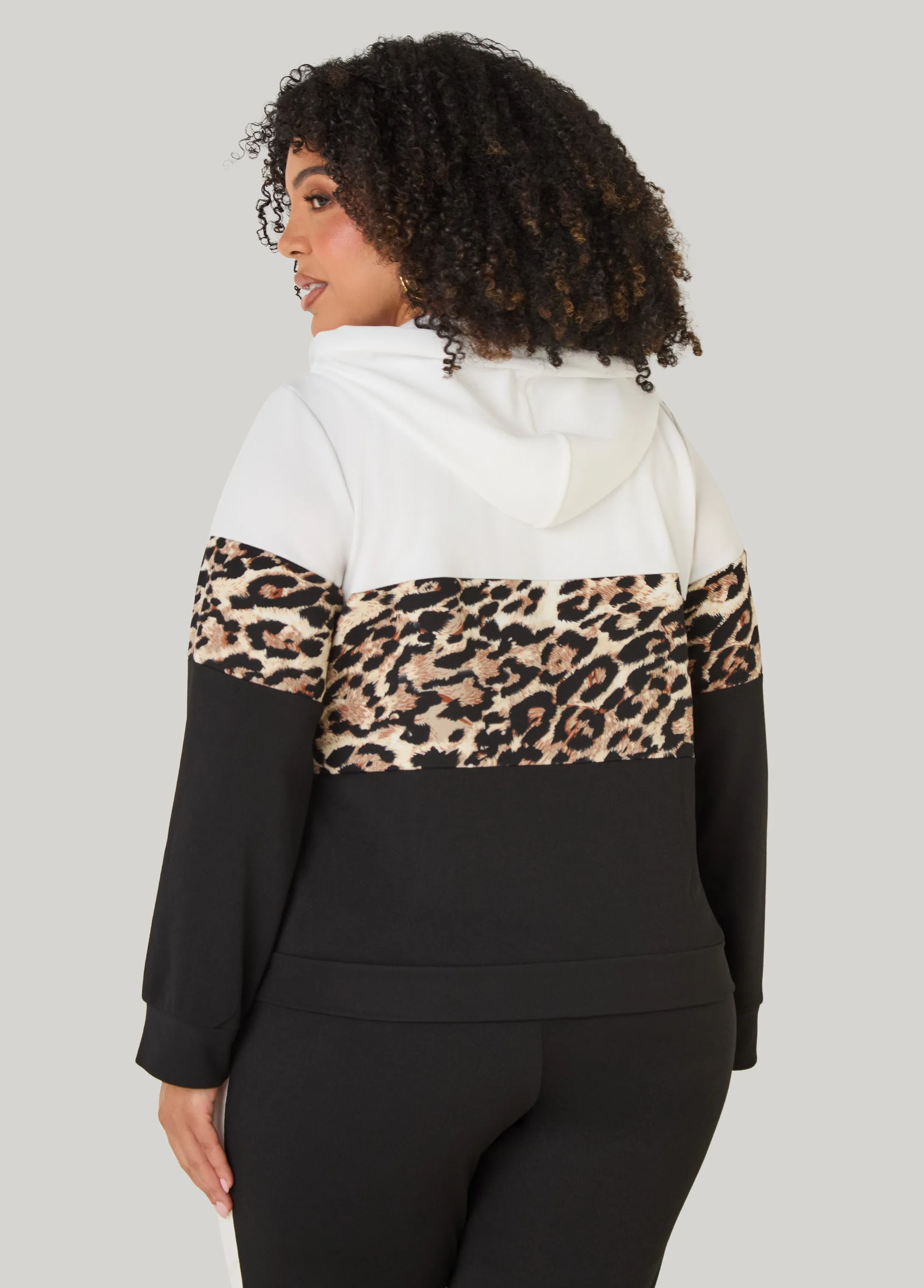 Colorblock Animal Print Hoodie sold by Ashley Stewart product image thumbnail 2