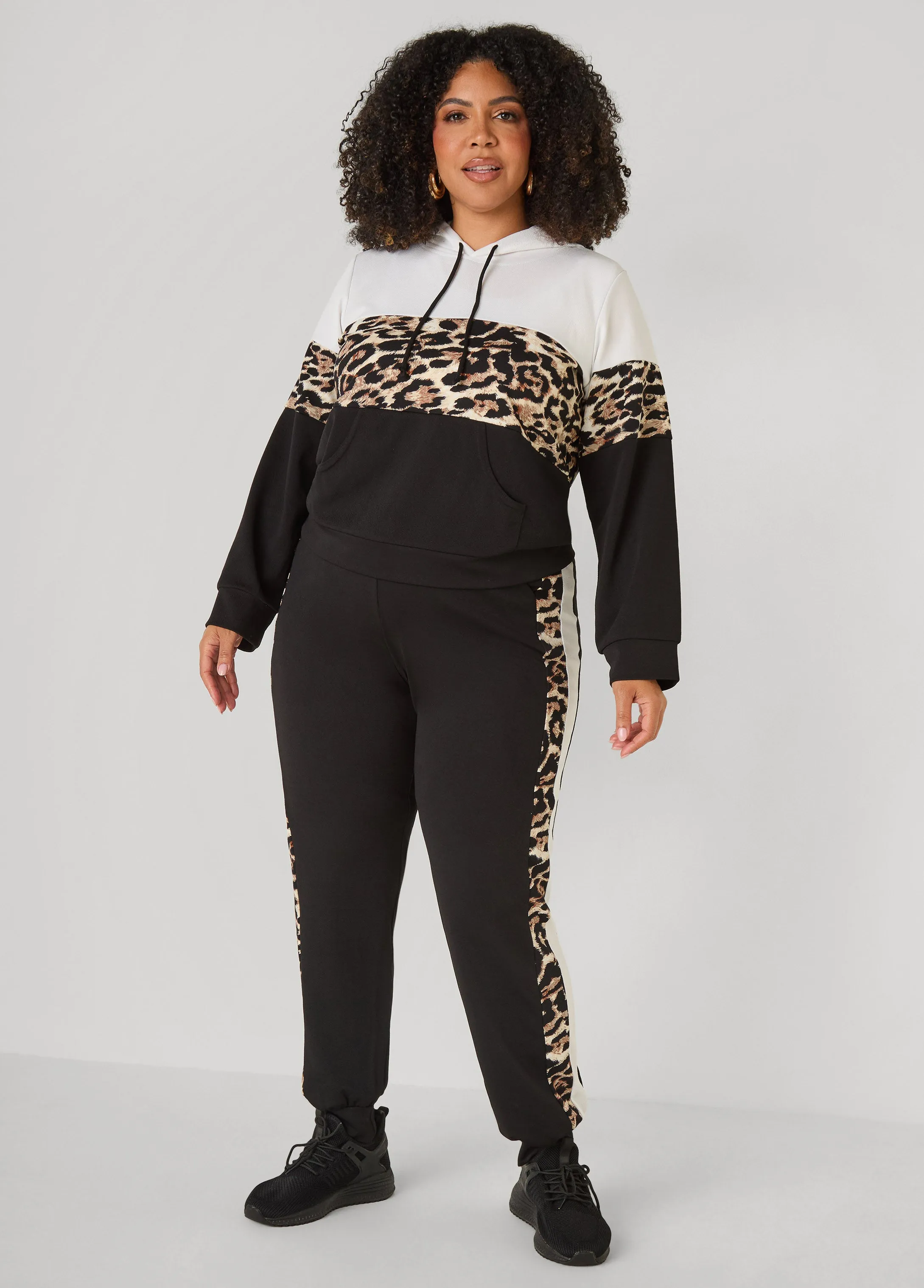 Colorblock Animal Print Hoodie sold by Ashley Stewart product image thumbnail 4