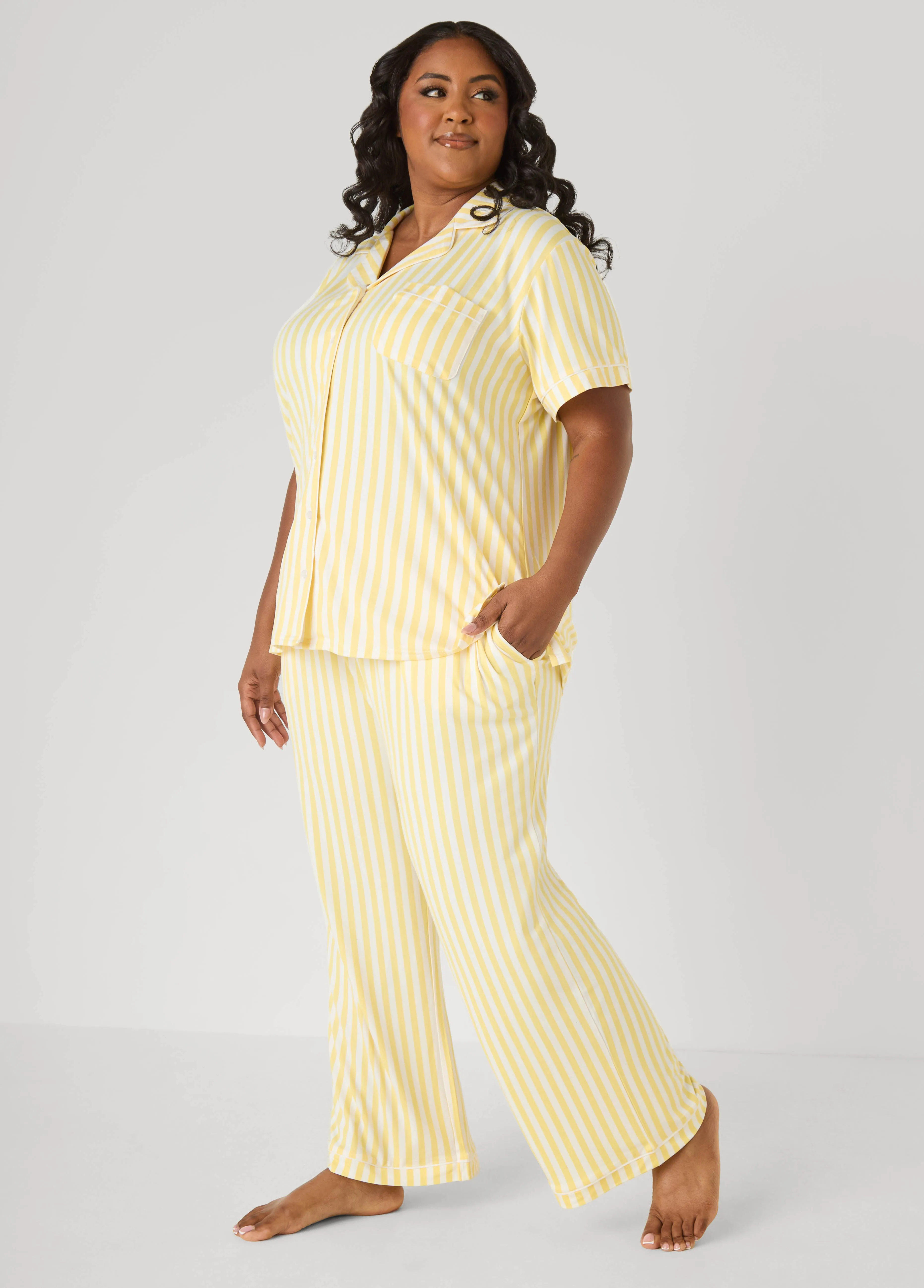 Moon To Noon Striped PJs Set sold by Ashley Stewart product image thumbnail 3