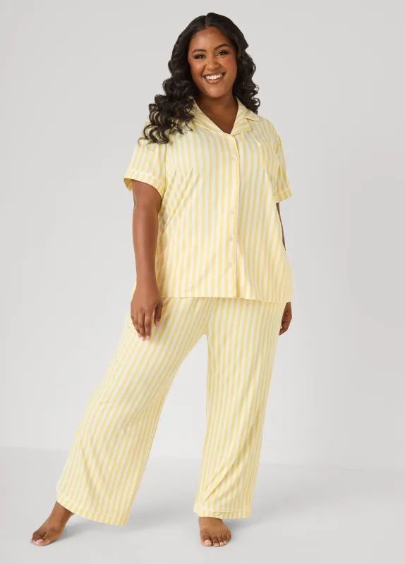 Moon To Noon Striped PJs Set made by Ashley Stewart