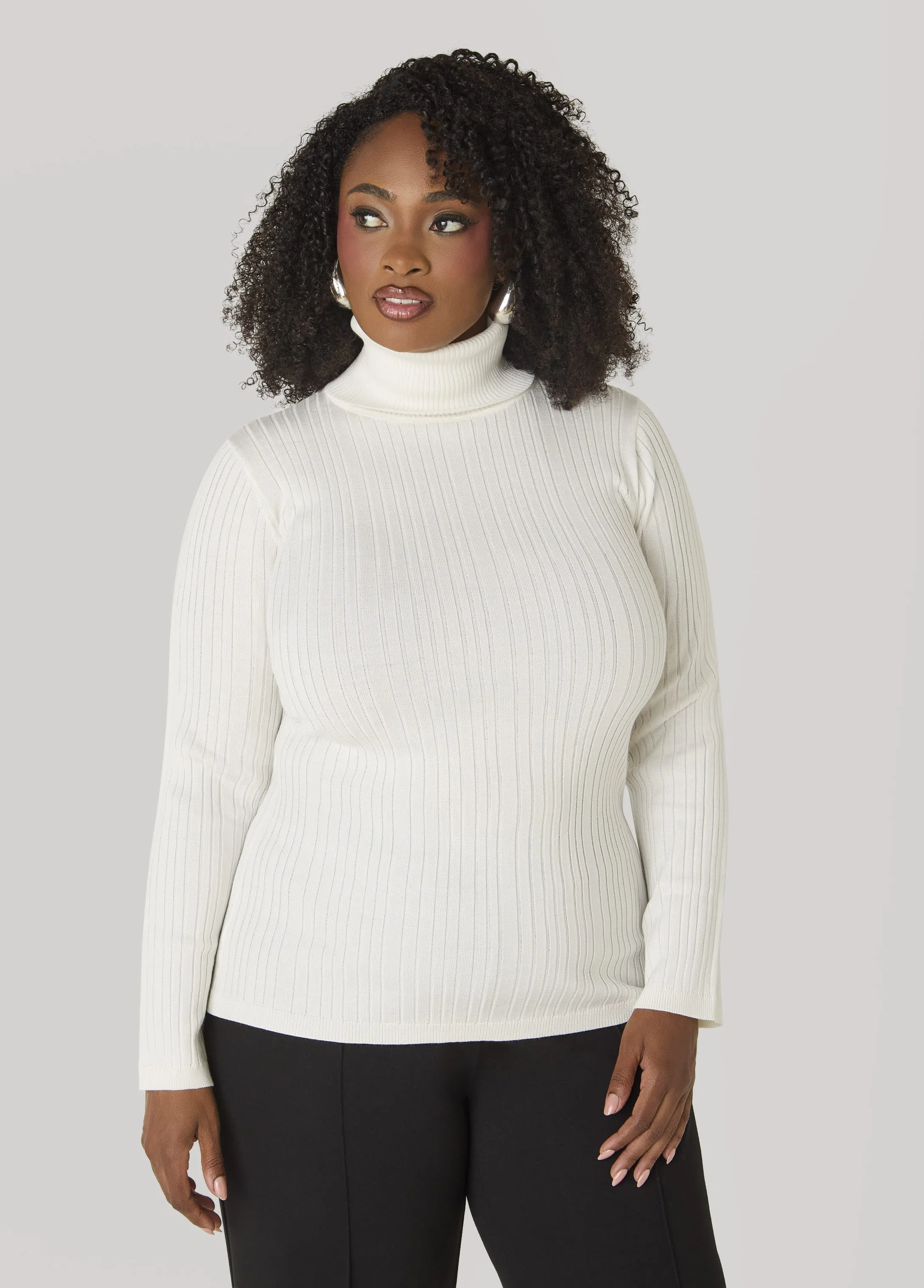 Ribbed Pullover Turtleneck Sweater sold by Ashley Stewart product image thumbnail 4