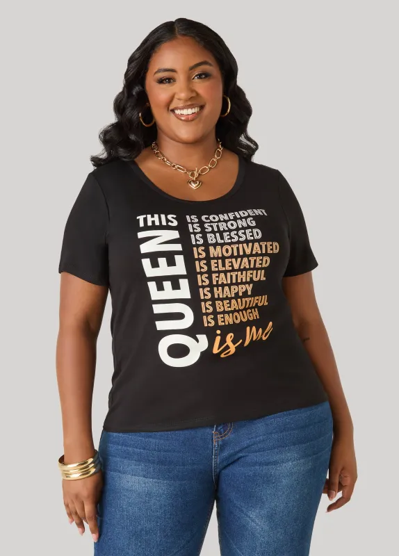 This Queen Graphic Tee made by Ashley Stewart