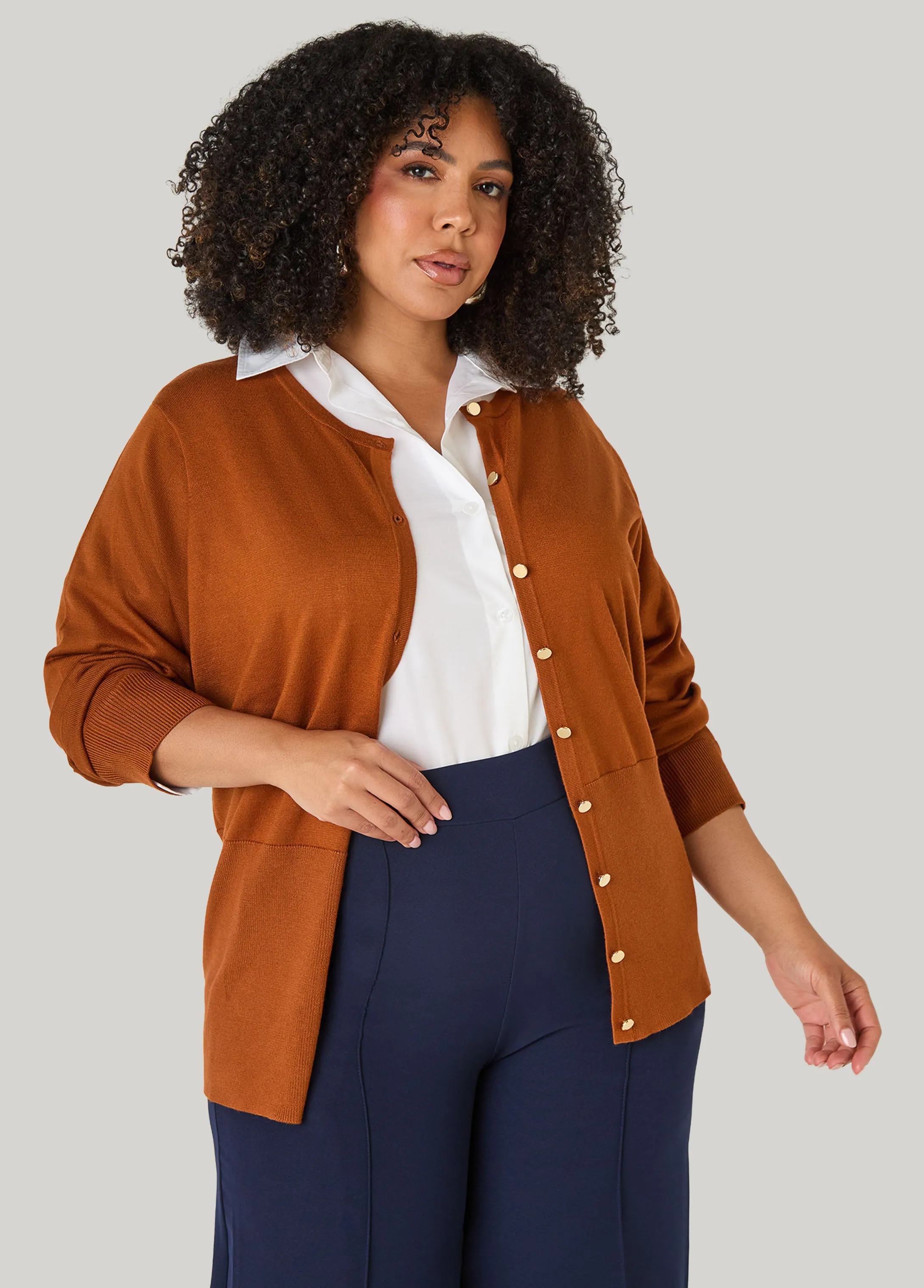 Button Front Cardigan sold by Ashley Stewart product image thumbnail 4