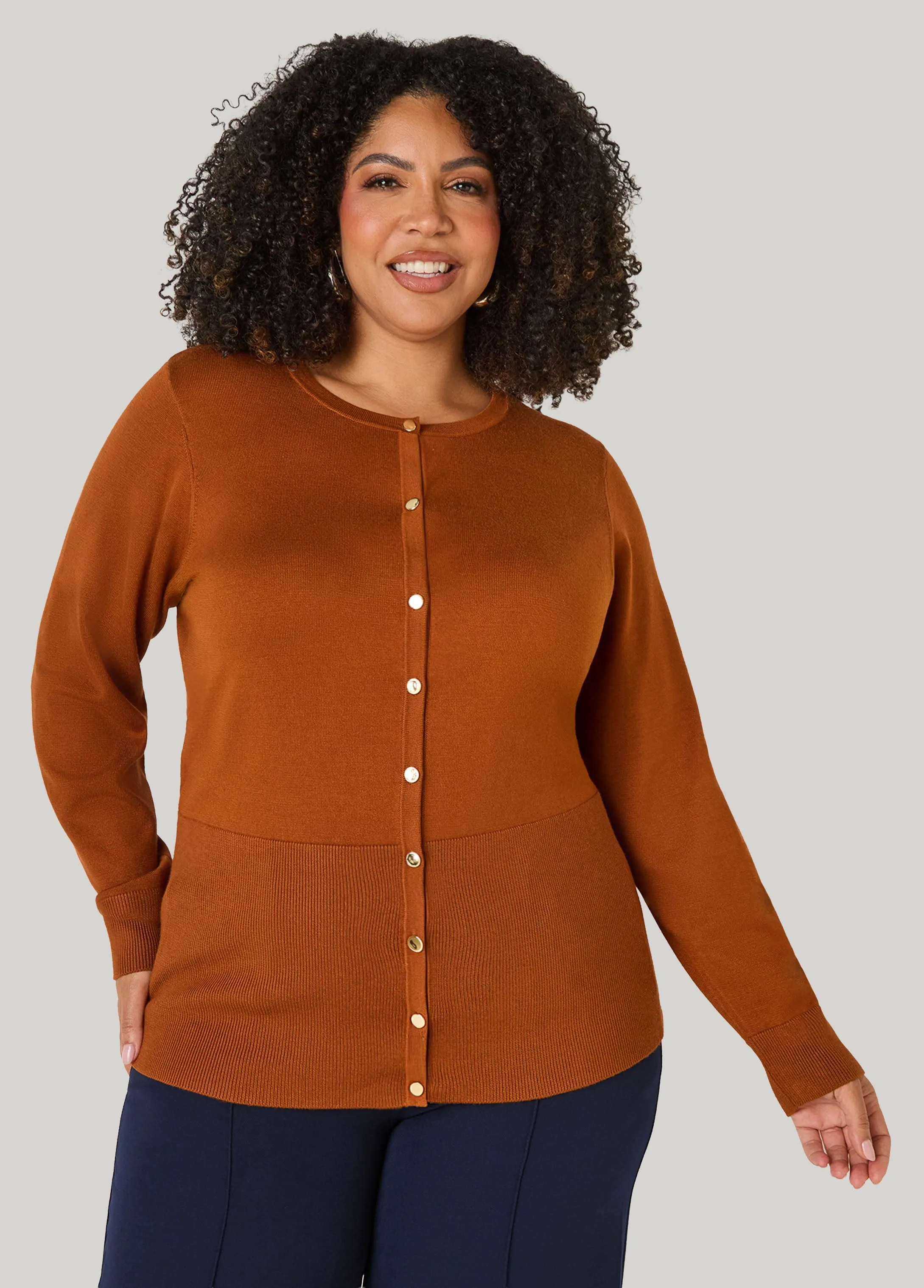 Button Front Cardigan sold by Ashley Stewart