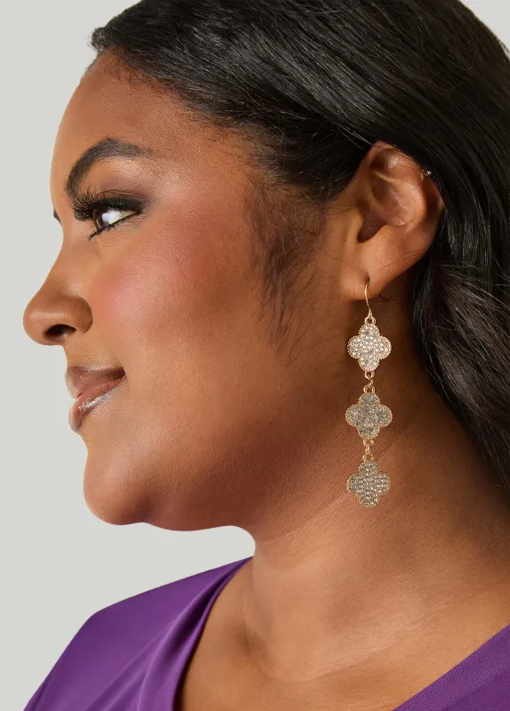 Pave Crystal Clover Earrings made by Ashley Stewart
