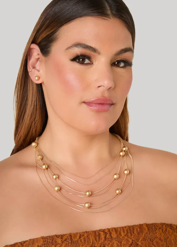 Gold Tone Beaded Necklace Set made by Ashley Stewart