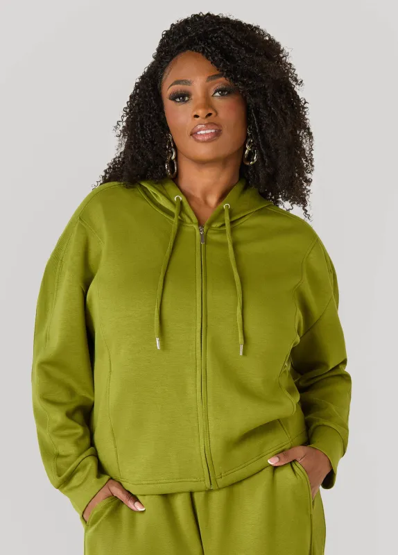 Luxe Soft Scuba Ribbed Panel Hoodie made by Ashley Stewart
