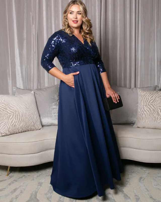 Paris Pleated Sequin Gown made by Kiyonna