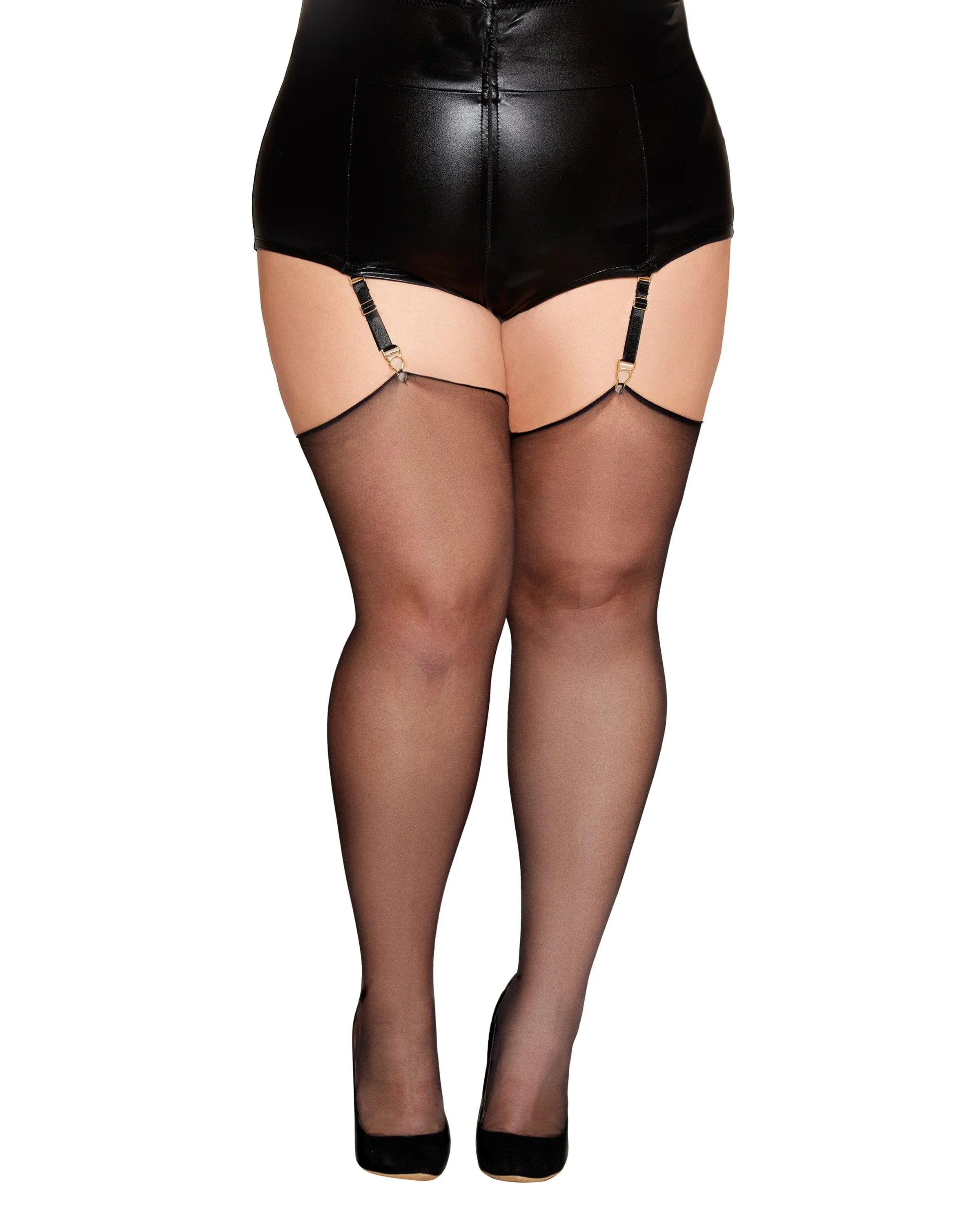 Dreamgirl Reversible Back Seam Thigh Highs sold by Ashley Stewart