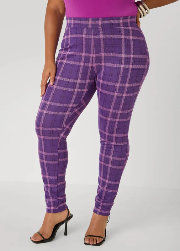 Pull On Plaid Leggings made by Ashley Stewart