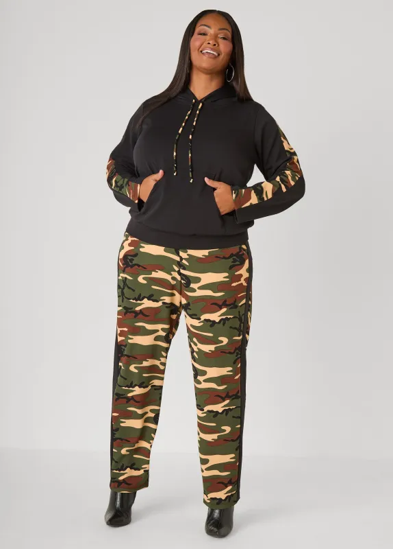 Camo Textured Track Pants made by Ashley Stewart