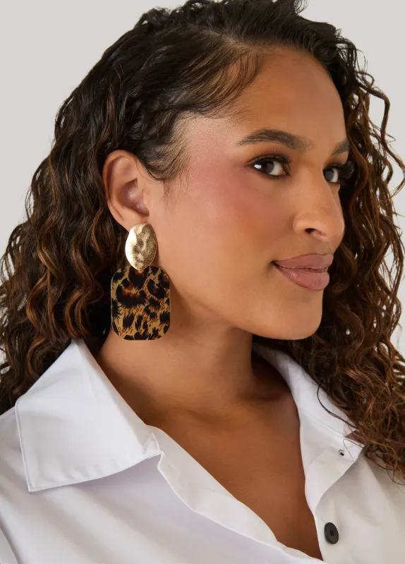 Hammered Leopard Print Earrings made by Ashley Stewart