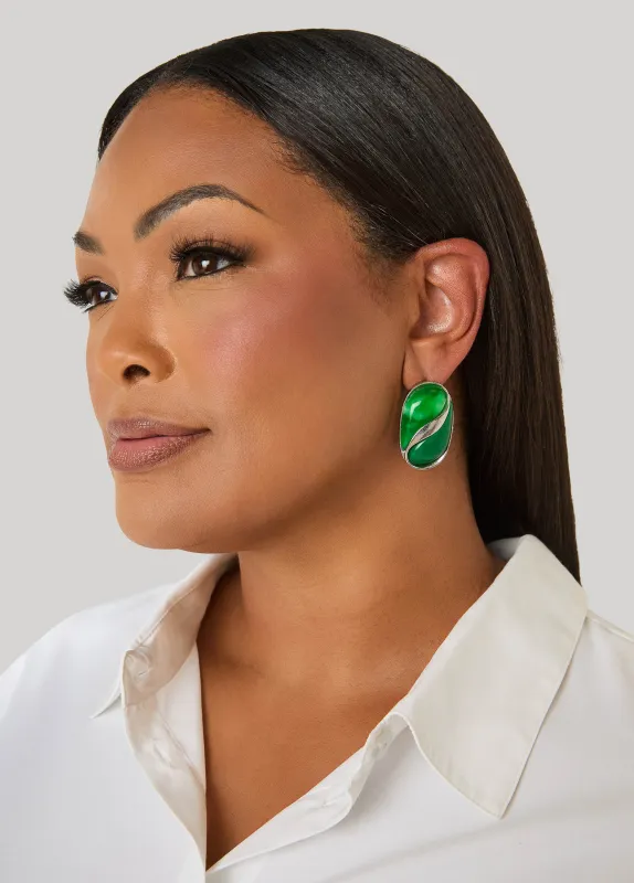 Marbled Silver Tone Earrings made by Ashley Stewart
