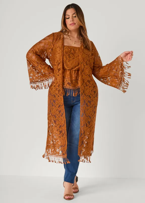 Fringed Floral Lace Duster made by Ashley Stewart