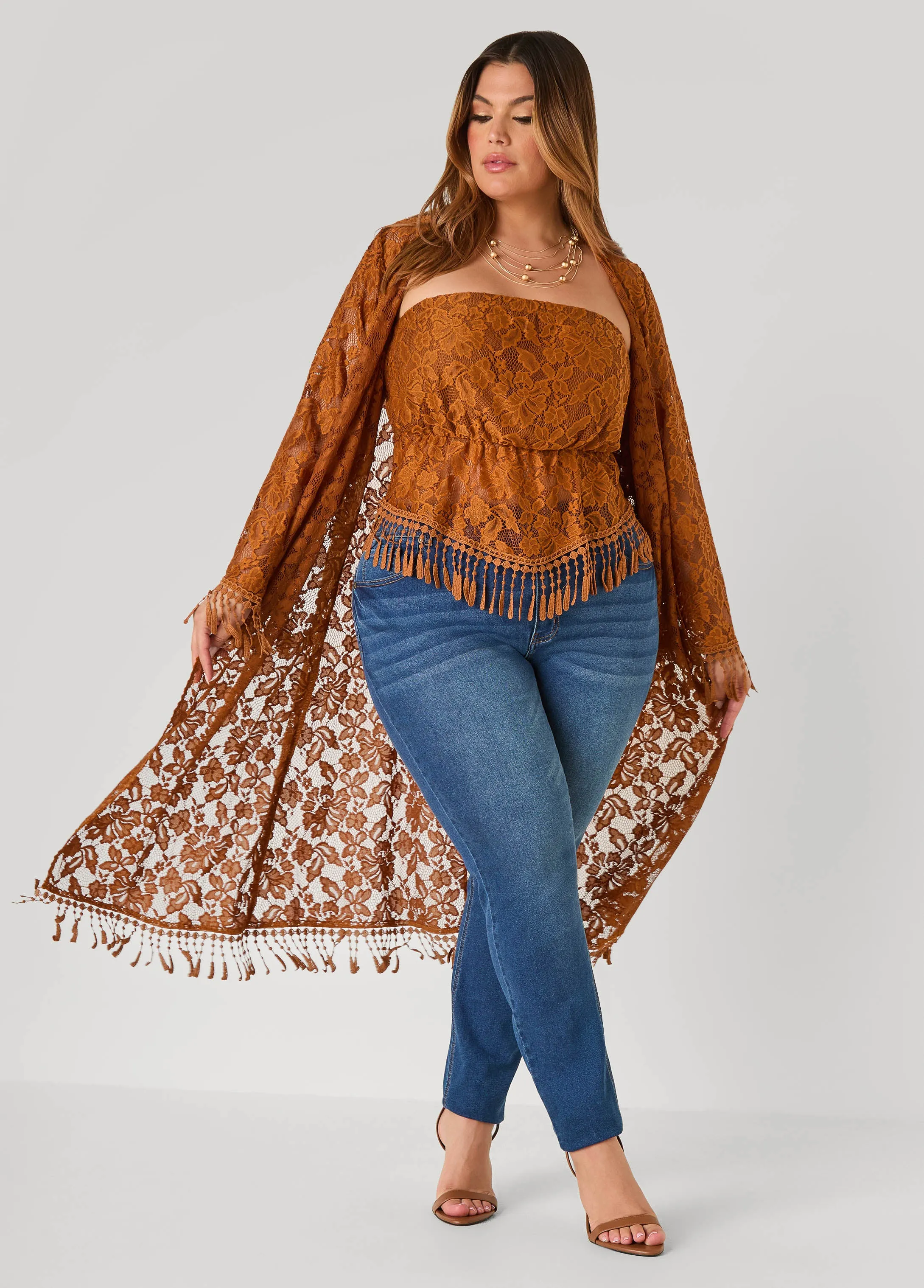 Fringed Floral Lace Duster sold by Ashley Stewart product image thumbnail 3