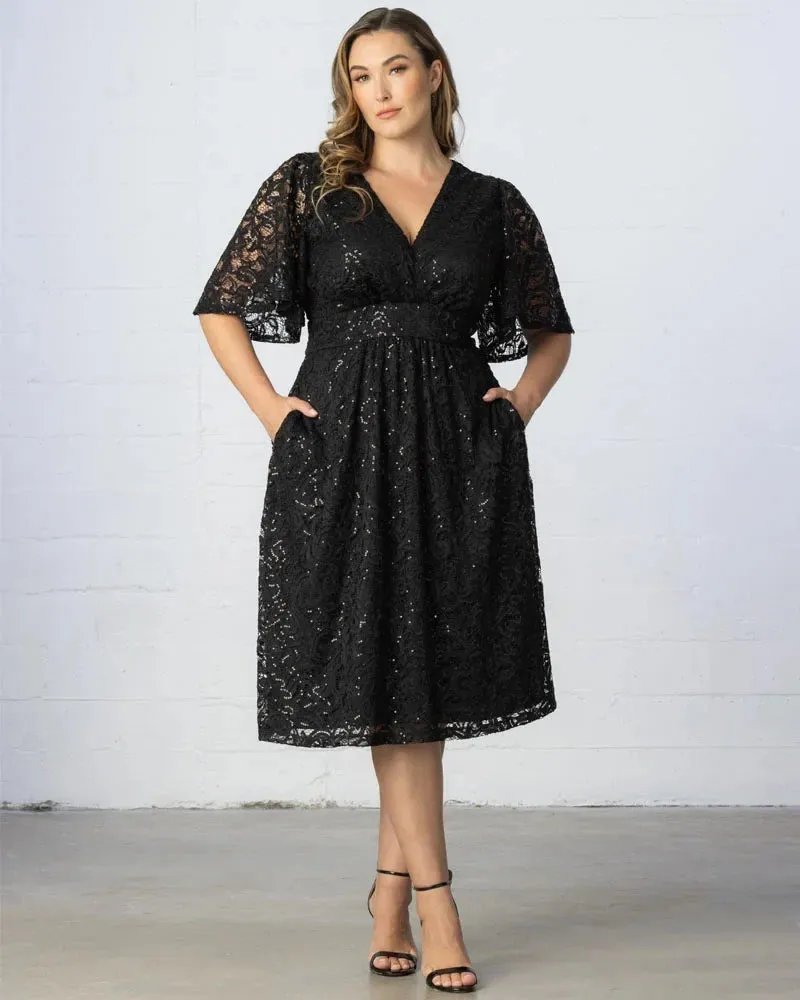 Starry Sequined Lace Cocktail Dress sold by Ashley Stewart product image thumbnail 2