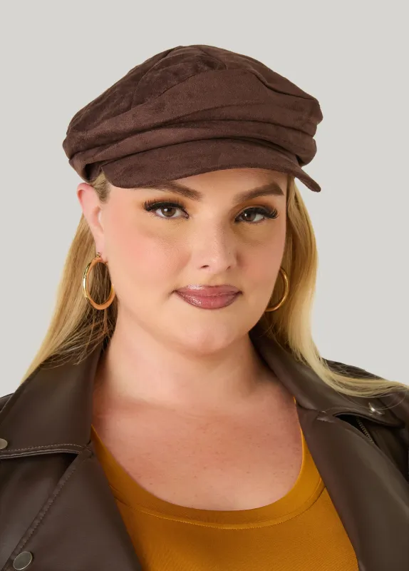 Ruched Faux Suede Cabbie Hat made by Ashley Stewart
