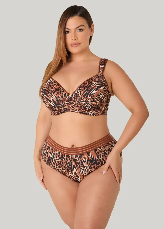 Extended Size Animal Print Plunge Butterfly Bra made by Ashley Stewart