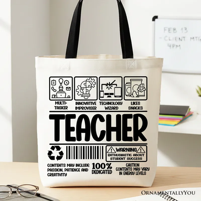 Teacher Label Canvas Tote Bag made by Ashley Stewart