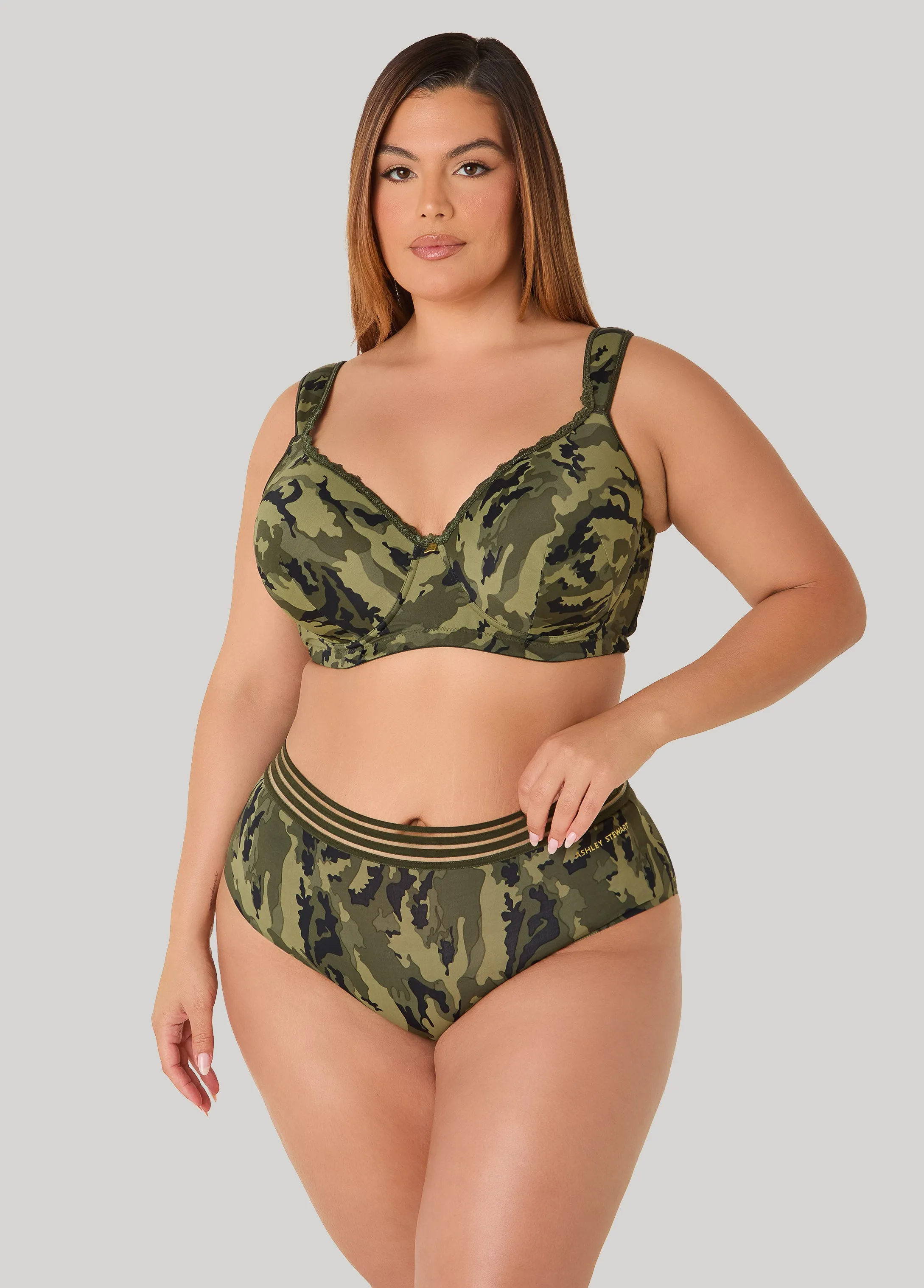 Extended Size Camo Full Coverage Butterfly Bra sold by Ashley Stewart
