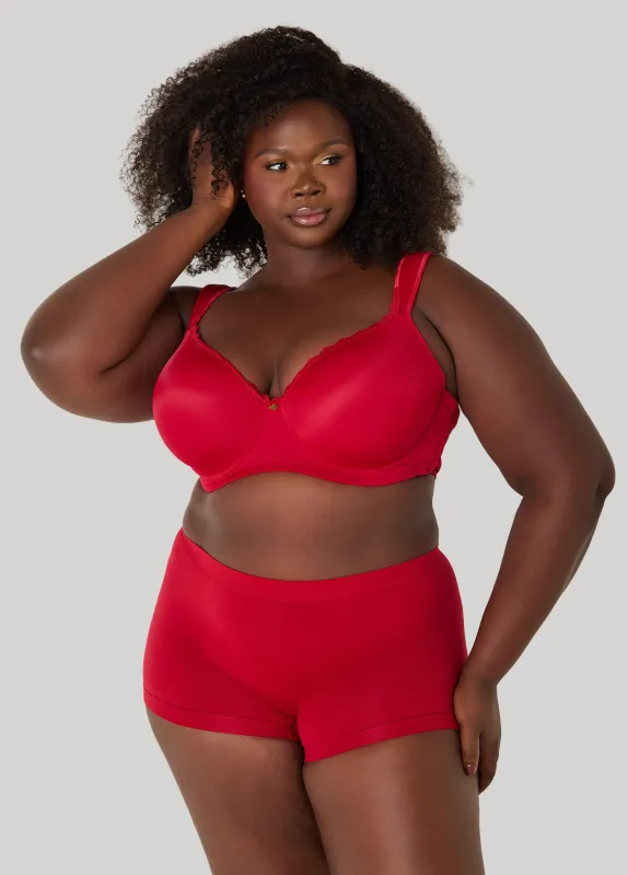Lace Trim Butterfly Bra in Scooter Red made by Ashley Stewart