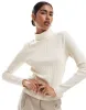 ASOS DESIGN supersoft brushed rib roll neck in winter white - WHITE sold by ASOS