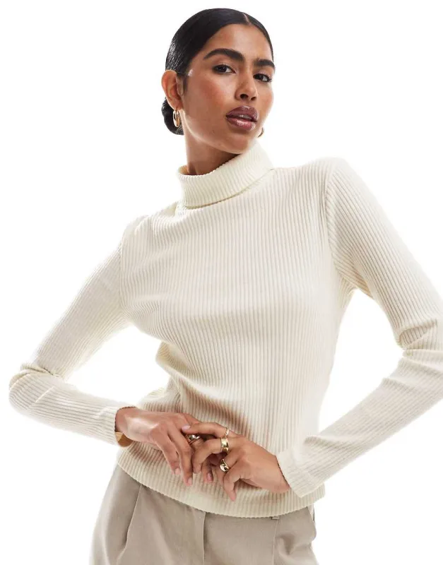 ASOS DESIGN supersoft brushed rib roll neck in winter white - WHITE sold by ASOS