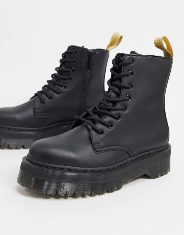 Dr Martens vegan jadon platform boots in black sold by ASOS