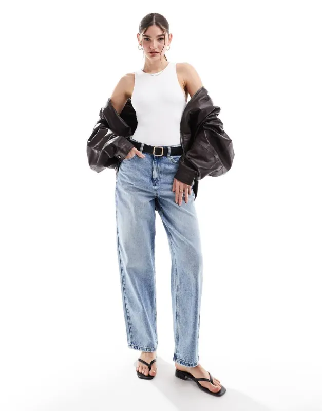 Pimkie slinky racerneck body in white made by ASOS