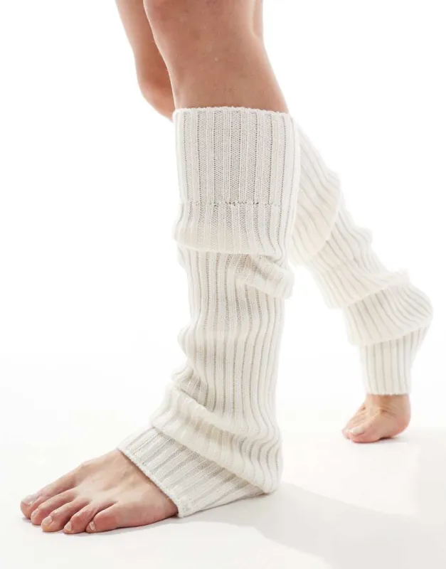 Lindex rib legwarmer in cream-White sold by ASOS