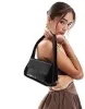 Pull&Bear patent shoulder bag with flap detail in black sold by ASOS
