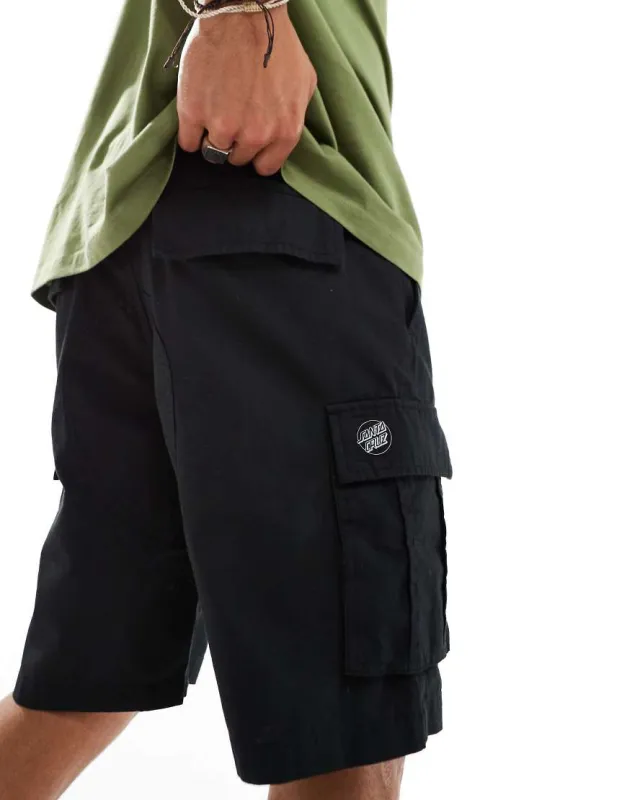 Santa Cruz cotton ripstock cargo short in black sold by ASOS