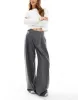 Stradivarius STR tailored pleated wide low waist pants in gray sold by ASOS