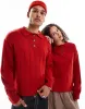 COLLUSION Unisex knitted jumper with collar detail in red sold by ASOS