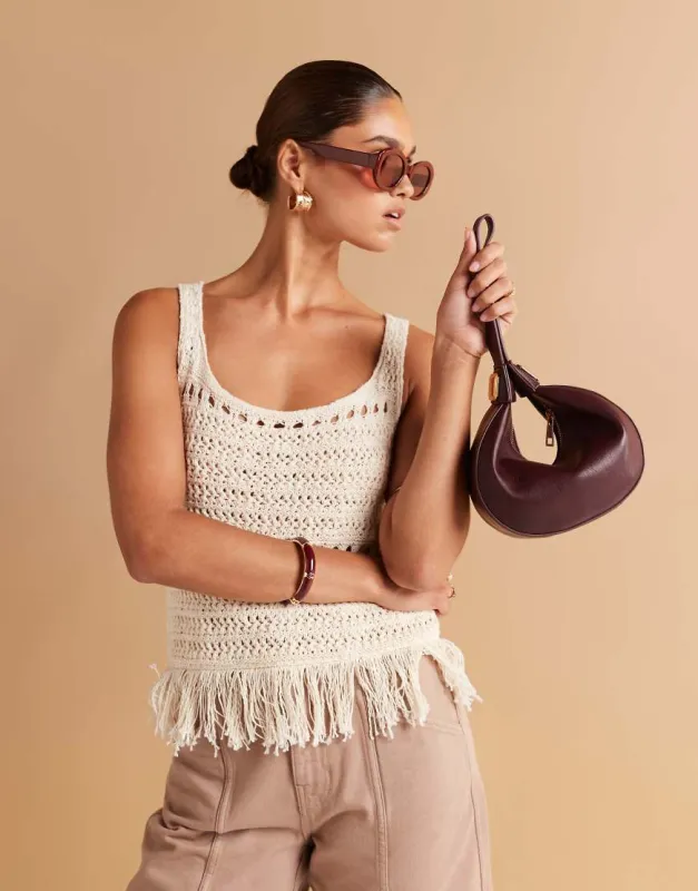 ASOS DESIGN interchangeable grab cookie clutch and shoulder bag in burgundy-Red made by ASOS