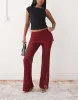 Noisy May lace skirt over trousers in dark red sold by ASOS