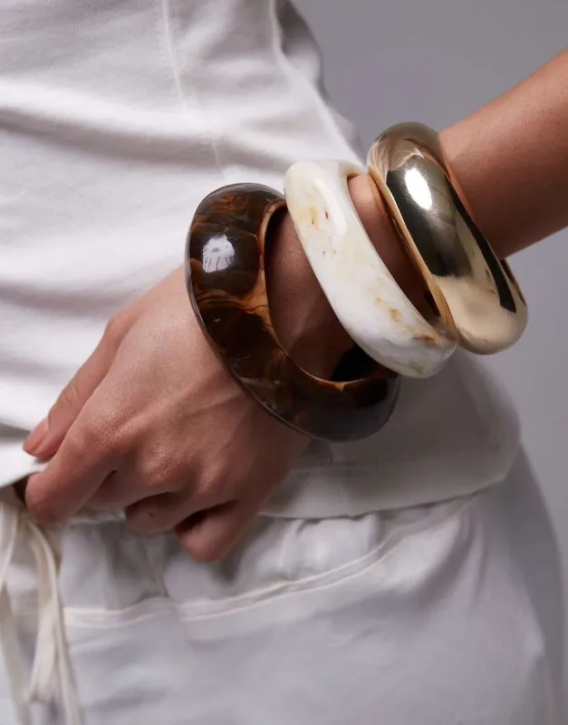 Topshop Brooks 3 pack of bangles in multi made by ASOS