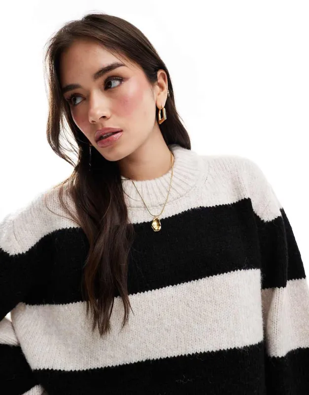 ASOS DESIGN oversized crew neck jumper in stripe-Multi sold by ASOS