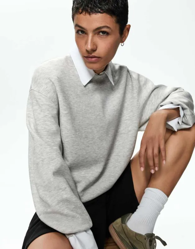 Bershka Oversize sweatshirt with modal in light grey made by ASOS