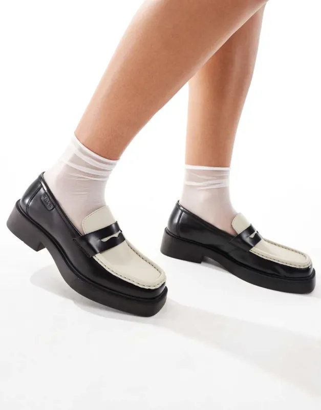 Walk London Taylor saddle loafer in black/off white sold by ASOS