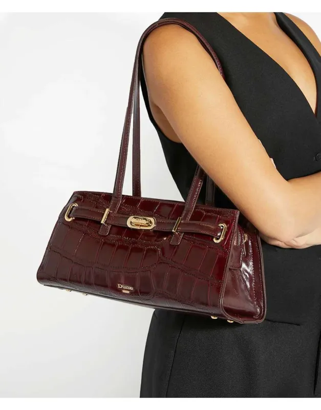 Dune London Depend tote bag in burgundy-Red sold by ASOS