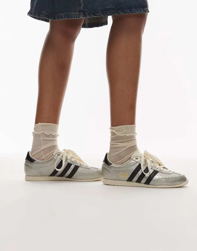 adidas Originals Japan trainers in metallic silver and black sold by ASOS