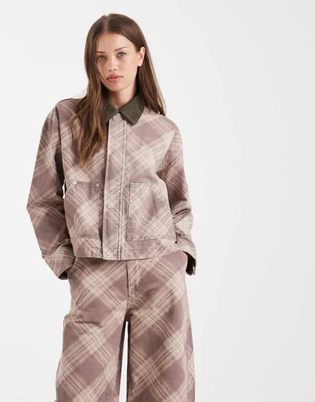 ASOS DESIGN jacket in battered check-Multi made by ASOS