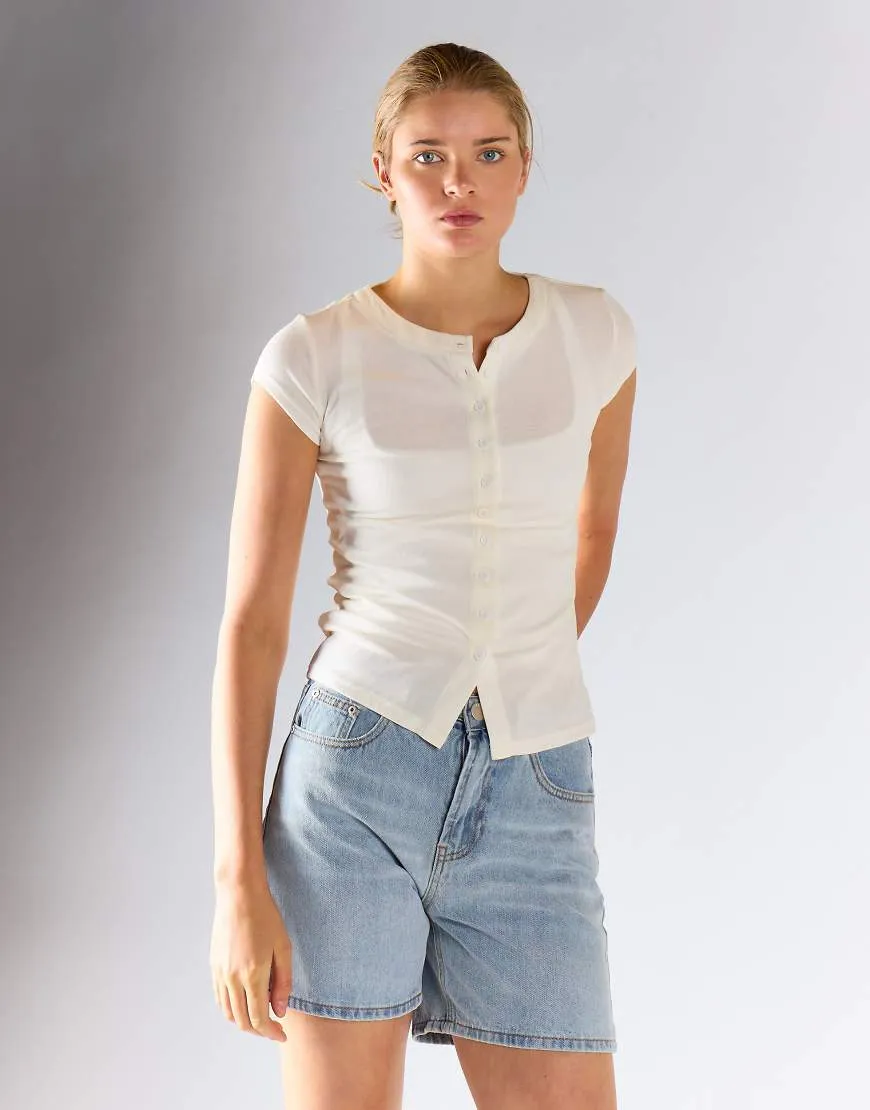 Glamorous Button front tee in white sold by ASOS